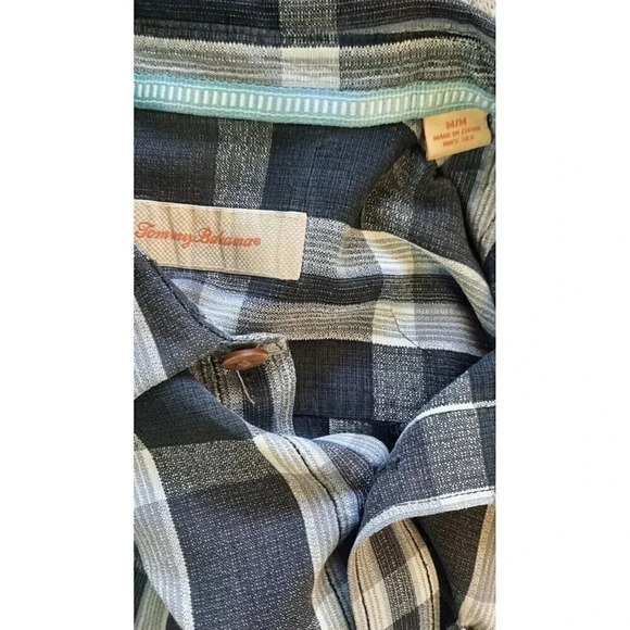 Tommy Bahama 100% Silk Plaid Shirt Mens Size Medium - Picture 3 of 3